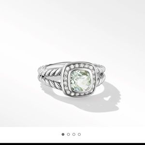 David Yurman Petite Albion Ring in Prasiolite with Pave Diamonds Size 5